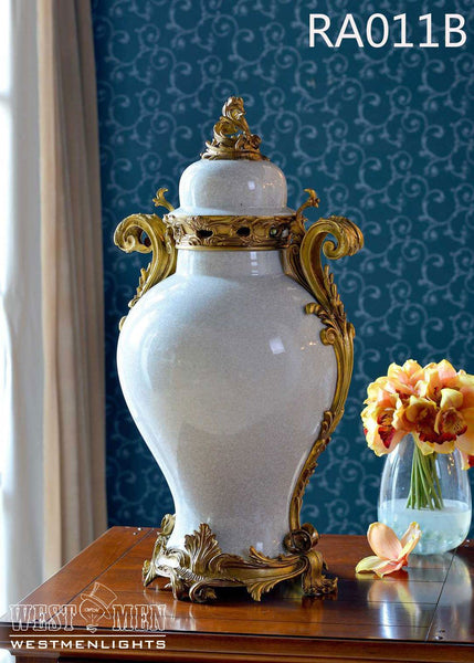 Gilt Bronze Covered Porcelain Vase -  westmenlights