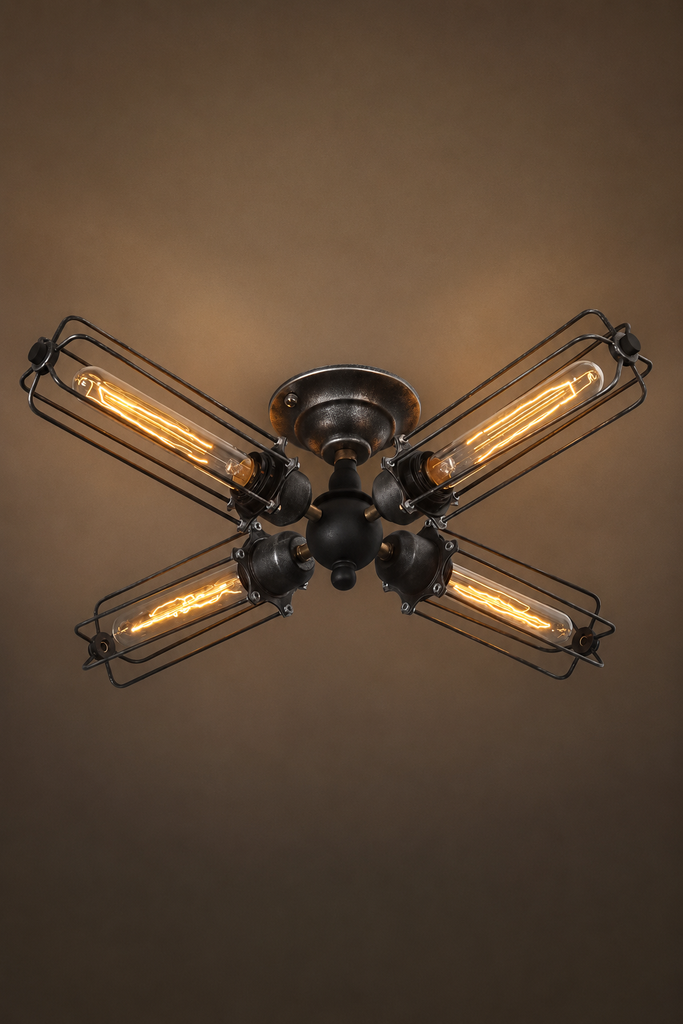 Cylinder 4 Lights Cage Flush Mount Ceiling Light