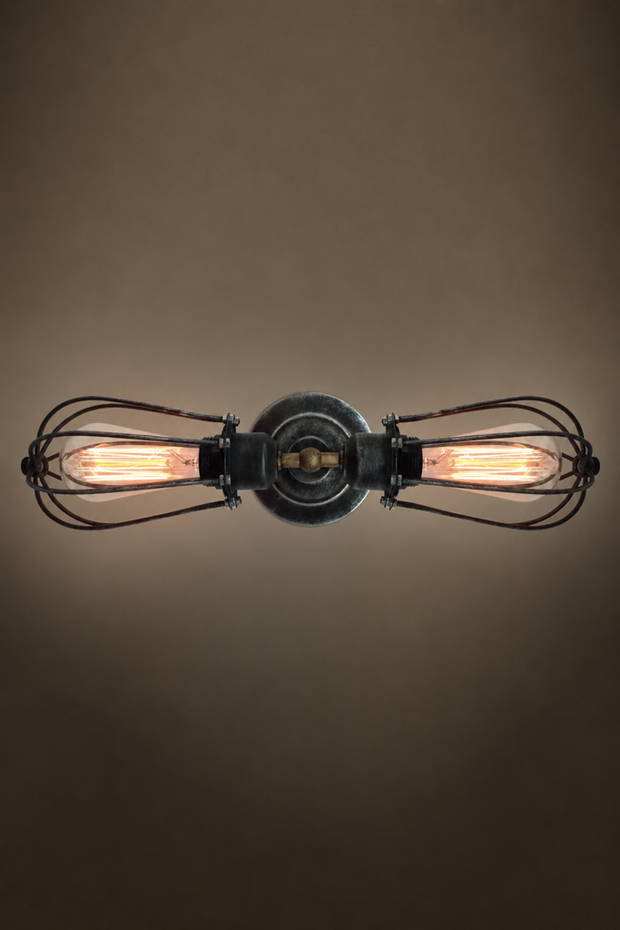 Globe 2 Lights Double Arm Cage Sconce