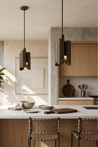Modern Minimalist Geometric Bronze Pendant Light