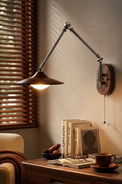 Modern Adjustable Swing Arm Wall Sconce with Pull Chain Switch