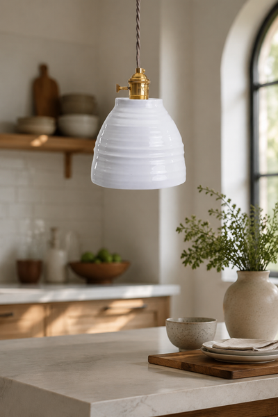 Vintage Ceramic Wavy Pendant Light