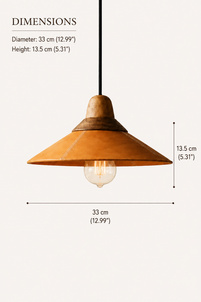 Modern Leather and Wood Pendant Light