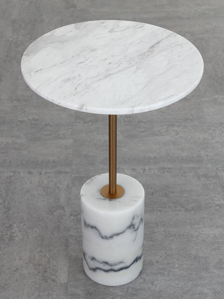 Nature White & Black Marble End Table -  westmenlights