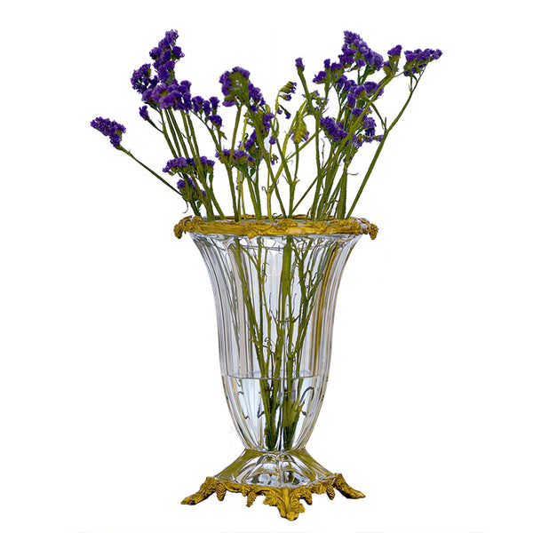 Gilt Bronze Crystal Flower Vase -  westmenlights