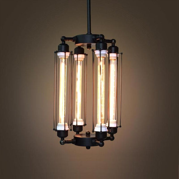 Long Cylinder 4 Lights Metal Chandelier -  westmenlights