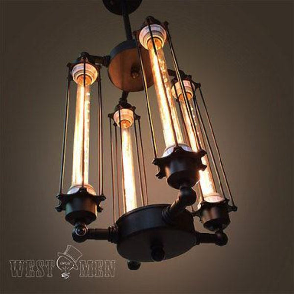 Long Cylinder 4 Lights Metal Chandelier -  westmenlights