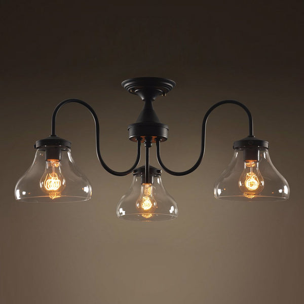 Bell 3 Lights Flush Mount Glass Ceiling Light -  westmenlights