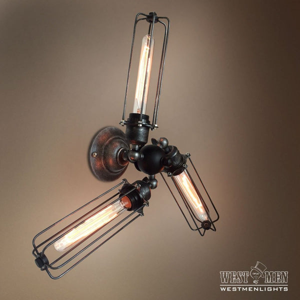 Cylinder 3 Lights Cage Swing Arm Sconce -  westmenlights