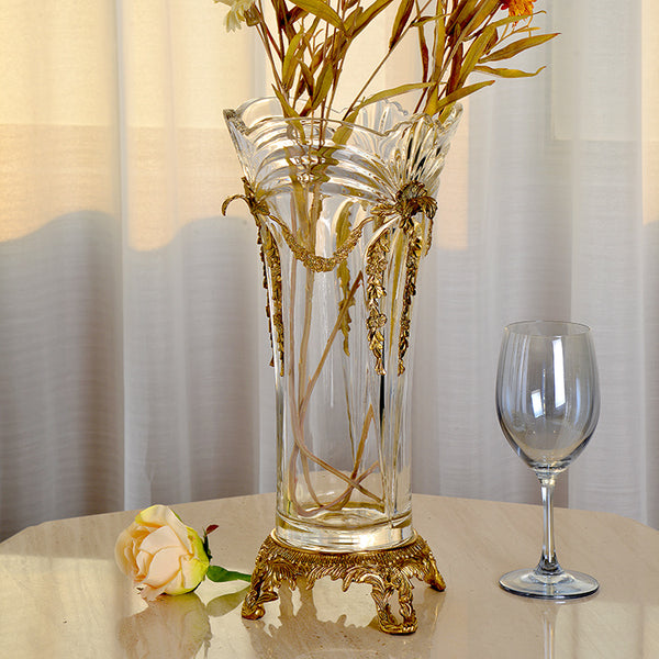 Ormolu Crystal Flower Vase Centerpiece -  westmenlights