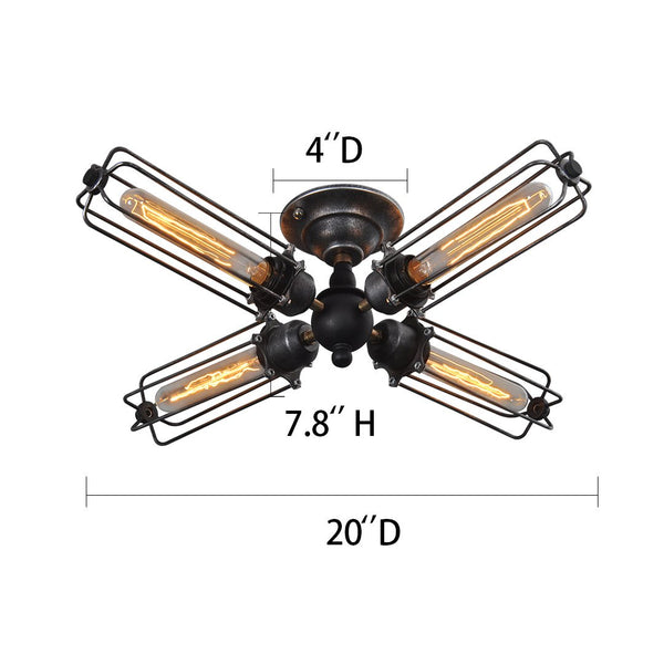 Cylinder 4 Lights Cage Flush Mount Ceiling Light -  westmenlights