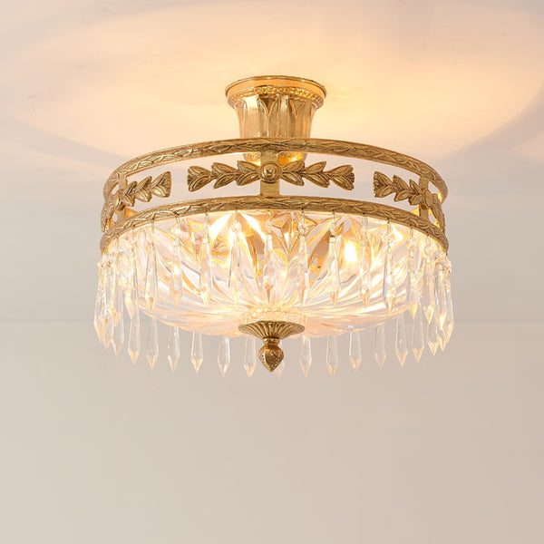 gilt bronze ceiling light with crystal lampshades -  westmenlights