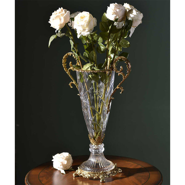 Gilt Bronze Crystal Flower Vase -  westmenlights