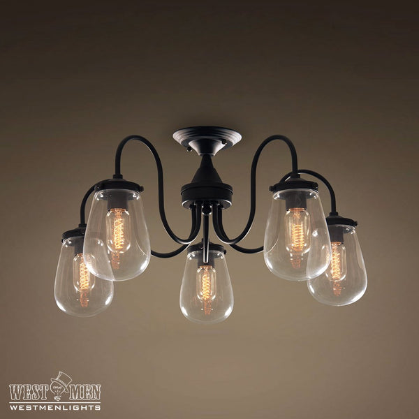 Globe 5 Lights Semi Flush Mount Glass Ceiling Light -  westmenlights