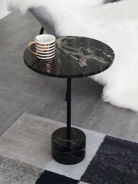 Nature White & Black Marble End Table -  westmenlights