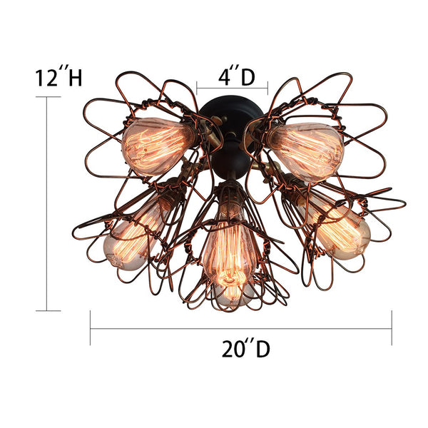 Ajustable Cage 6 Lights Flush Mount Ceiling Light -  westmenlights