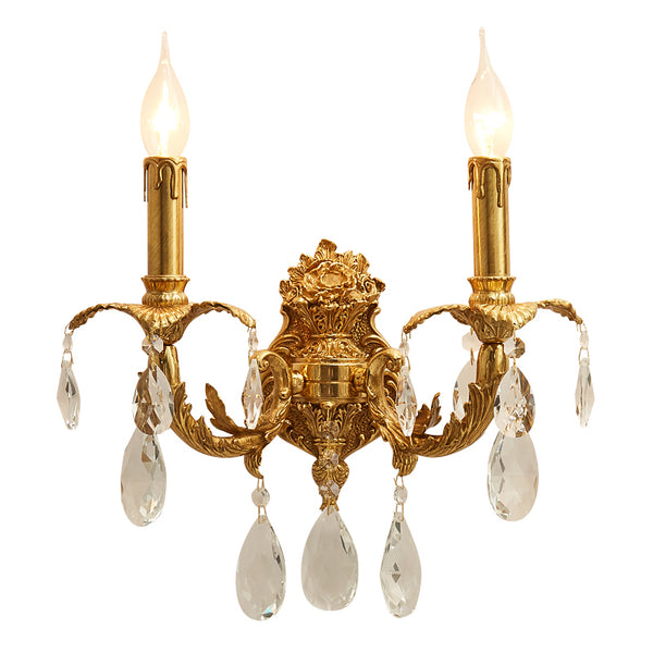 hallway gilt bronze crystal sconce -  westmenlights