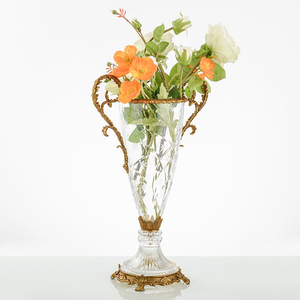 Gilt Bronze Crystal Flower Vase -  westmenlights