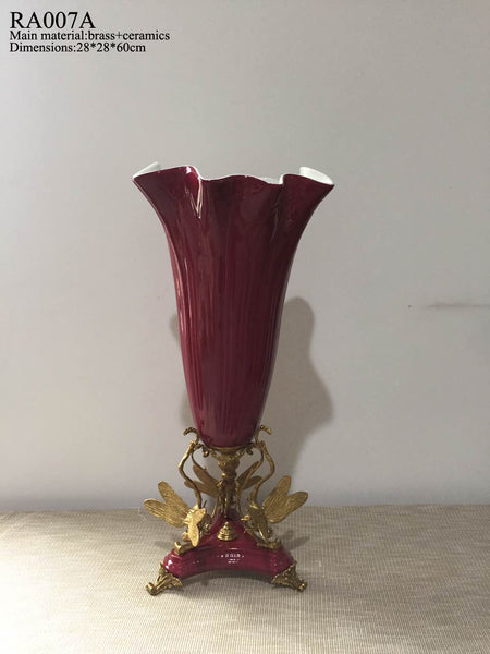 Ormolu Mounted Porcelain Flower Vase Centerpiece -  westmenlights