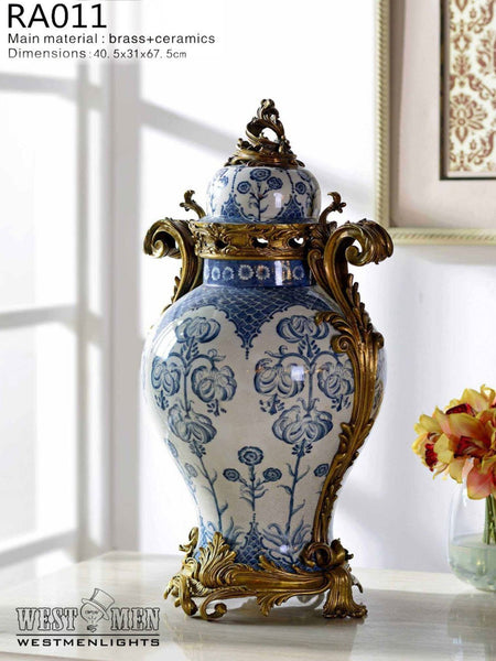 Gilt Bronze Covered Porcelain Vase -  westmenlights