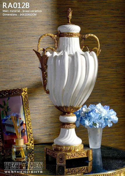 Gilt Bronze Potiche Jar Centerpiece -  westmenlights