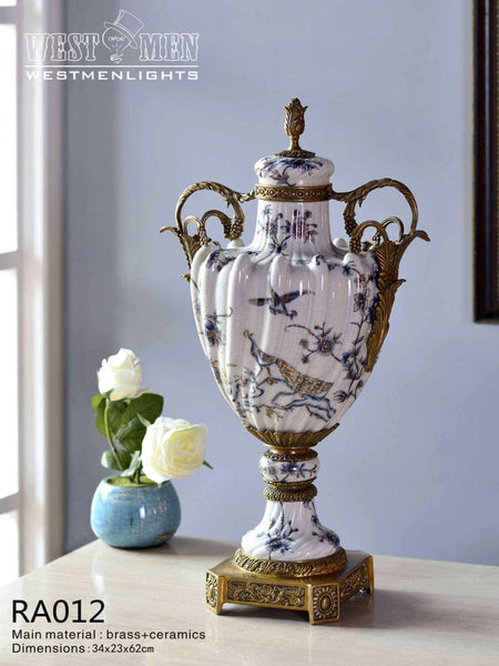 Gilt Bronze Potiche Jar Centerpiece -  westmenlights