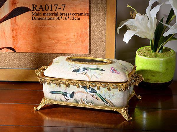 Gilded Bronze Ormolu Porcelain Tissue Box Centerpiece -  westmenlights