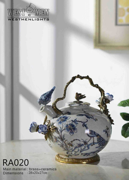 Bronze Mounted Porcelain Tea Pot -  westmenlights