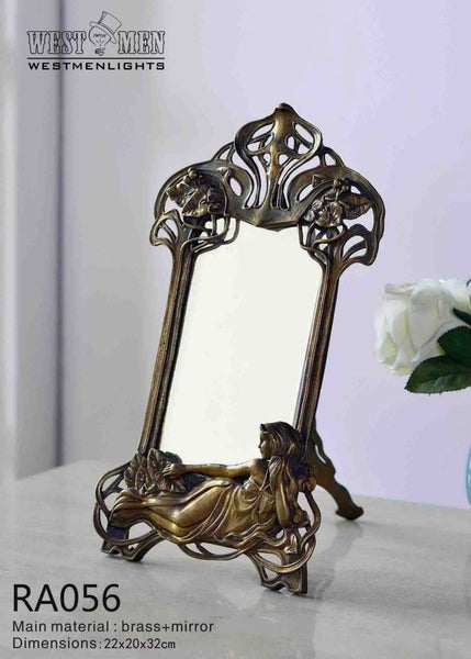 Gilt Brass Ormolu Tabletop Mirror -  westmenlights