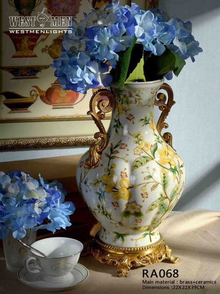 Gilt Bronze Flower Vase Centerpiece -  westmenlights