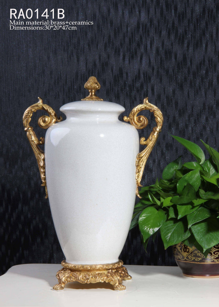 Handmade White Porcelain Decorative Pot Centerpiece -  westmenlights