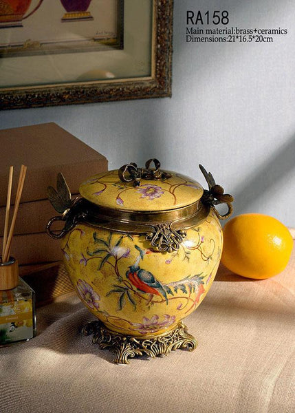 Gilt Bronze Yellow Traditional Dragonfly Container -  westmenlights