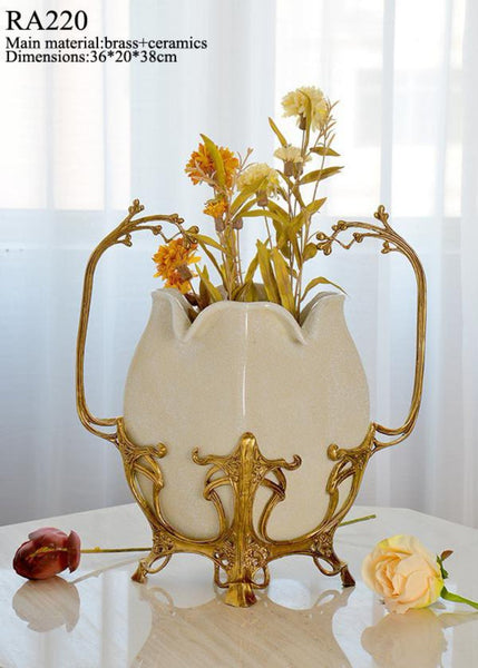 Luxurious Porcelain Bronze Craft White Centerpiece -  westmenlights