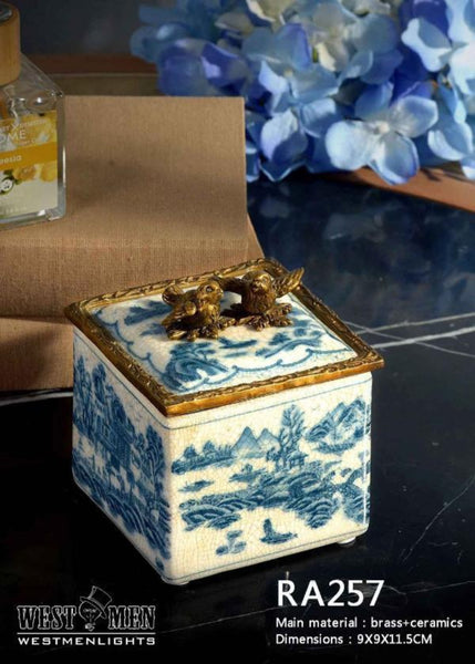 Bronze Mounted Decorative Porcelain Mini Box -  westmenlights