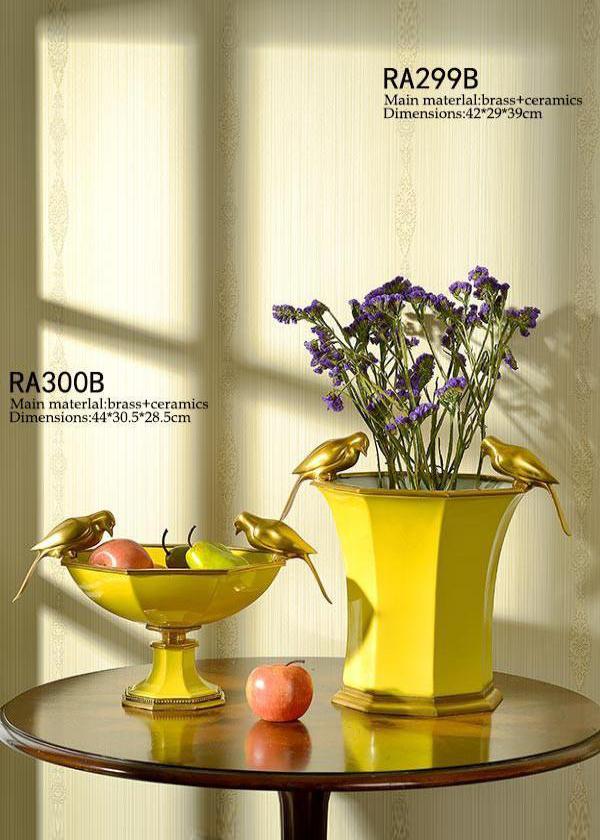 Gilt Bronze Porcelain Yellow Bowl -  westmenlights