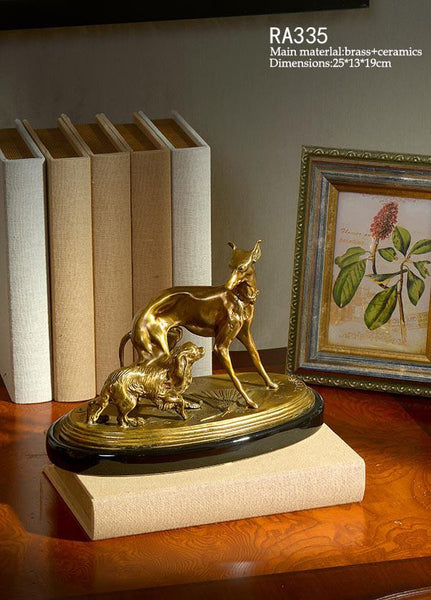 Elliptical Brass Two Dogs Decoration -  westmenlights