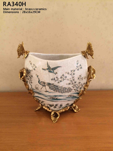 Golden Peacock Low Vase -  westmenlights