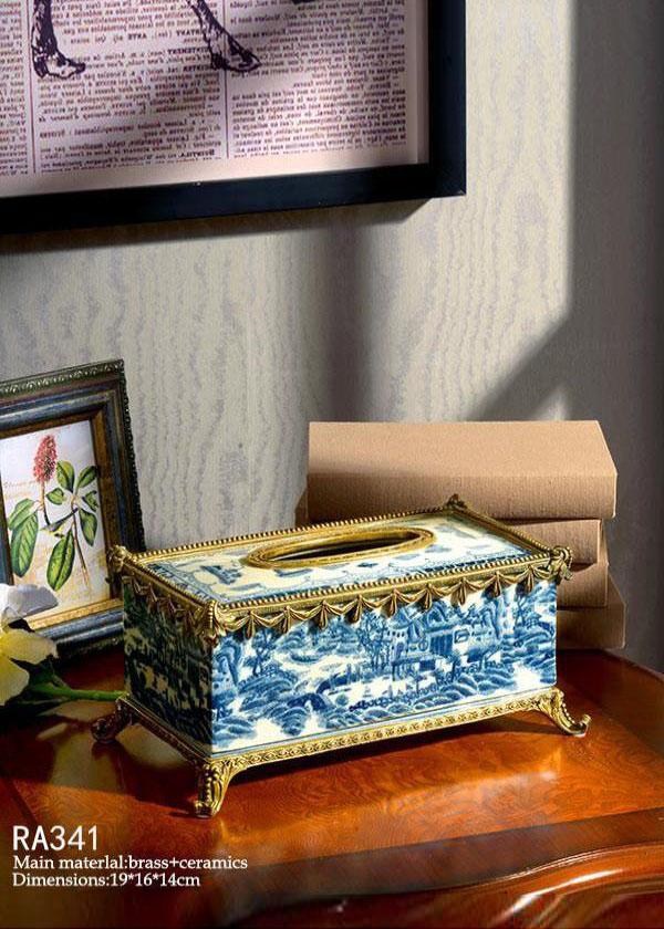 Gilt Bronze Rectangular Tissue Box -  westmenlights