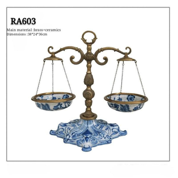 Gilt Bronze Porcelain Balance Scale -  westmenlights