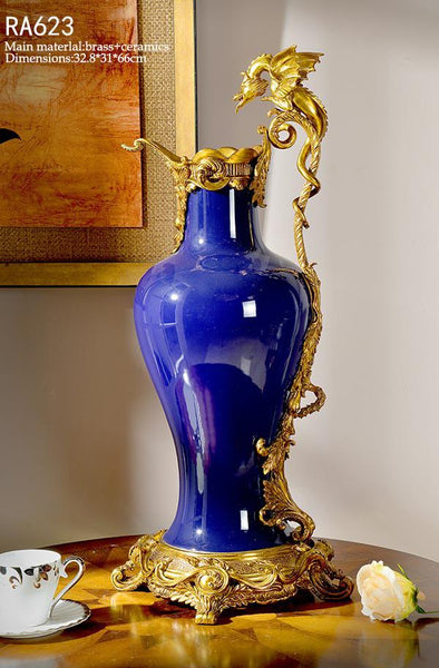 Ormolu Mounted Dragon Yellow Porcelain Vase -  westmenlights