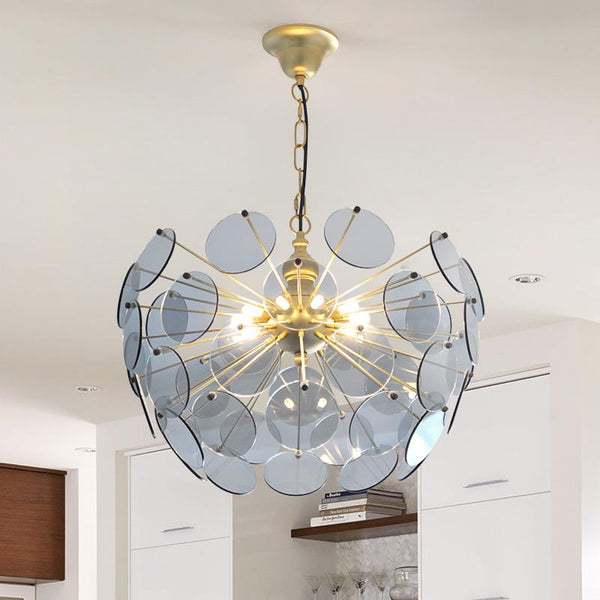 Circular Golden Lighting with Color Glass Shade -  westmenlights