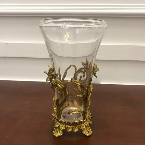 Gilt Bronze Crystal Flower Vase Centerpiece -  westmenlights