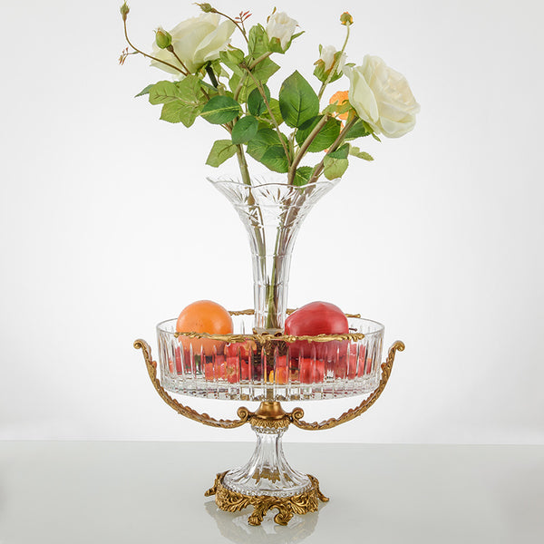 Modern Brass Crystal Flower Vase combines Fruits Bowl -  westmenlights