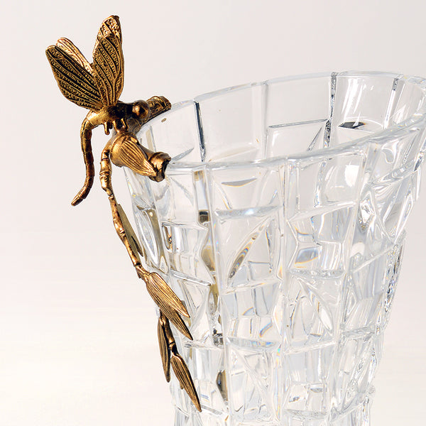 Gilt Bronze Crystal Vase with Butterfly Standing -  westmenlights