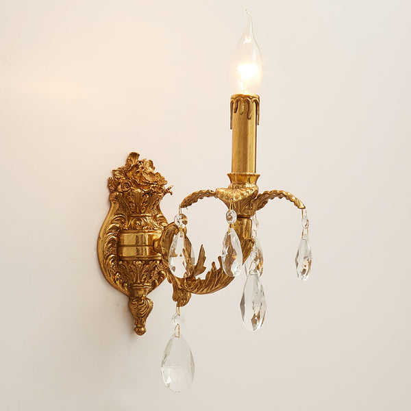 hallway gilt bronze crystal sconce -  westmenlights