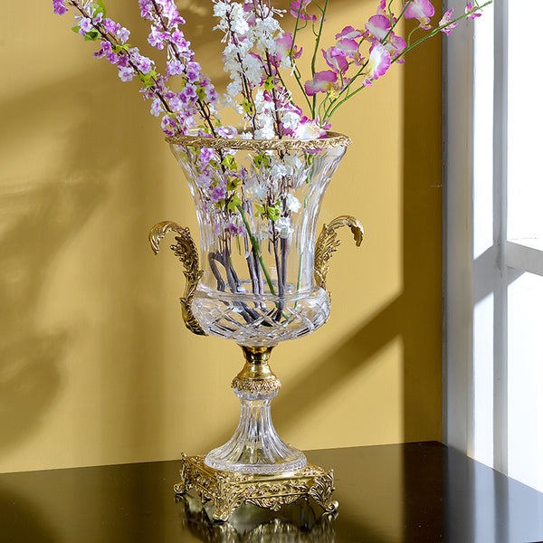 Luxury Brass Crystal Flower Vase -  westmenlights