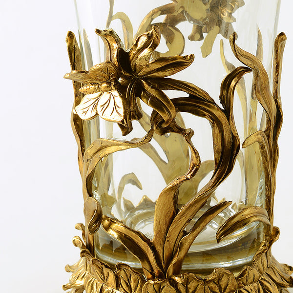 Gilt Bronze Crystal Flower Vase Centerpiece -  westmenlights