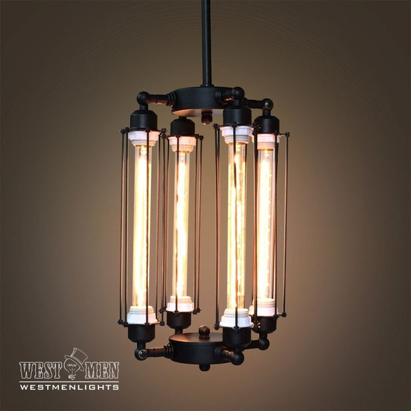 Long Cylinder 4 Lights Metal Chandelier -  westmenlights