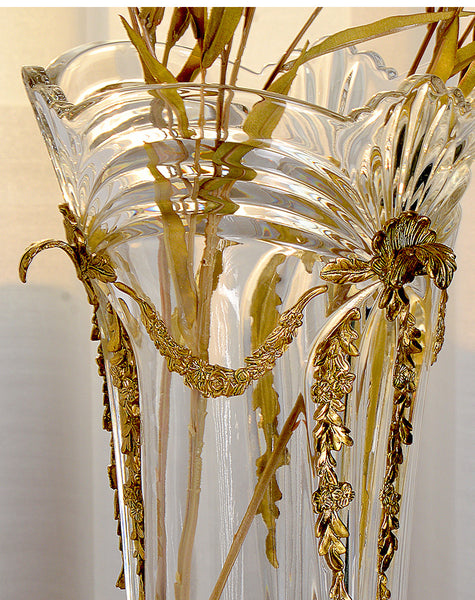 Ormolu Crystal Flower Vase Centerpiece -  westmenlights