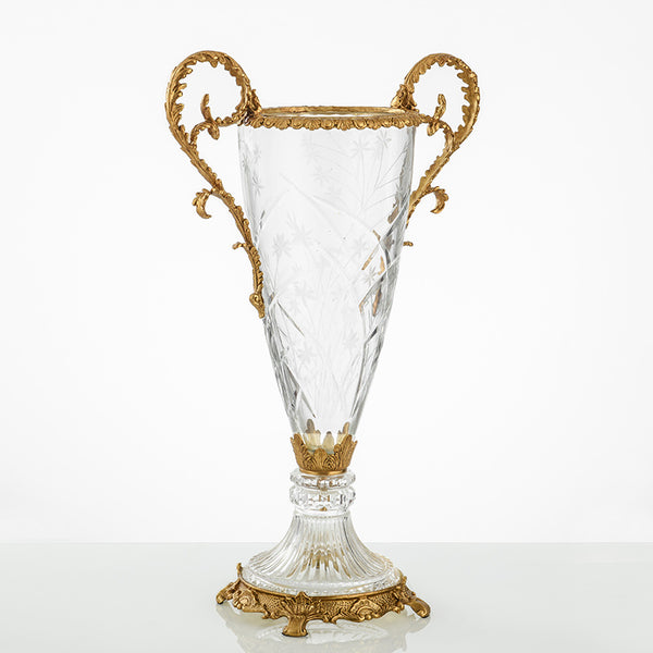 Gilt Bronze Crystal Flower Vase -  westmenlights